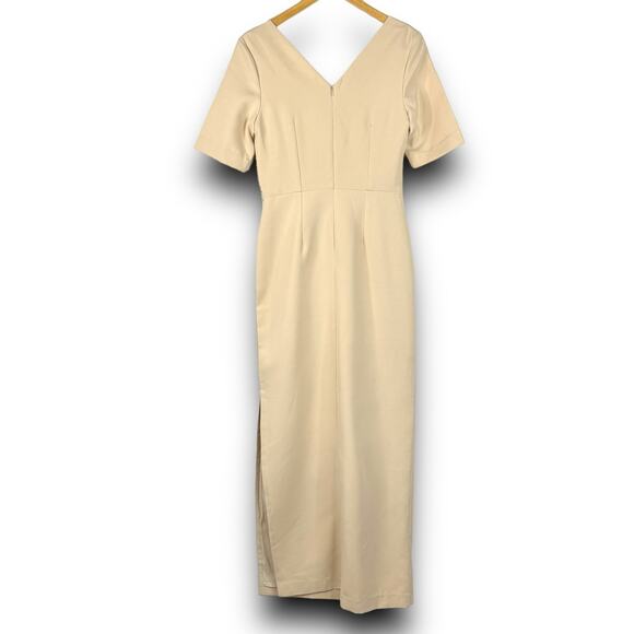 JS Collections Ashley Draped Column Gown Square Neck Special Event Champagne 4 - Picture 8 of 10